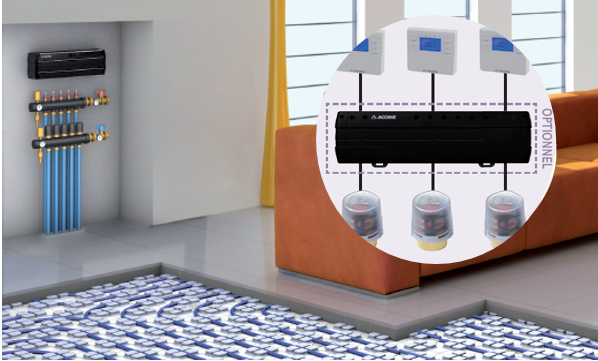 Thermacome, 1er système de planchers chauffants-rafraîchissants hydrauliques basse température – visuel régulation filaire